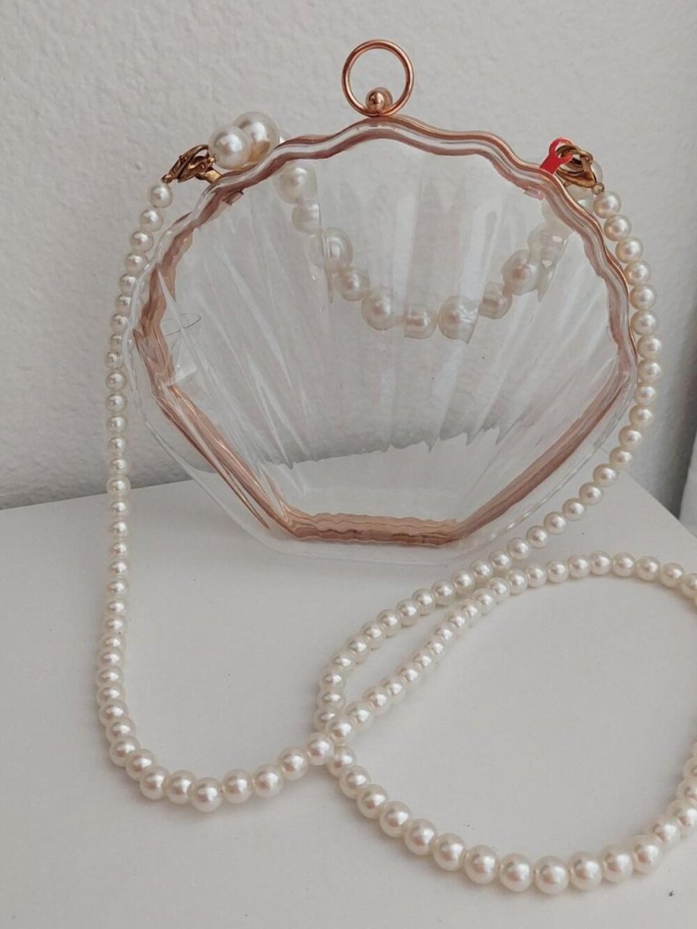 Seashell purse with pearl handle and chain #coquette #festival #summerclear acry